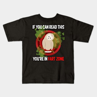 Fart Zone Owl 19 Kids T-Shirt